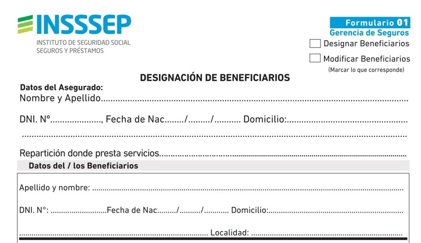 Formulario Designación Beneficiarios INSSSEP